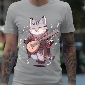 DnD Bard Cute Cat Nerd Shirt, DND Funny Shirt, Dungeons and Dragons, Cute, Funny, Kawaii, UwU Anime Cat Nerd Cat Shirt