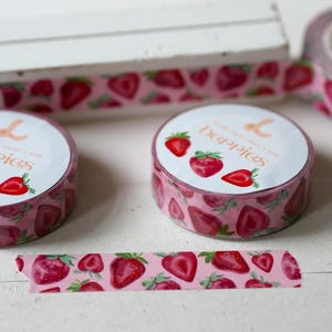 Süßes Erdbeer Washi Tape – Exklusives Künstlerdesign für Journaling, Scrapbooking & mehr, 15mm  x 10m
