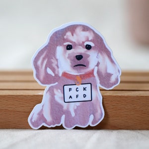 Autocollant fck afd I chien I grumpy dug I illustration aquarelle I autocollant anti afd I autocollant anti afd créatif I autocollant politique mignon