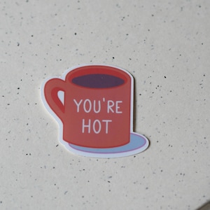 2x jij bent een hete koffieliefhebber grappige stickerset, oranjebruin