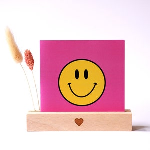 Smileyy Klappkarte l quadratisch I mit transparentem Umschlag I pink- gelb l knallige Farben l happy vibes