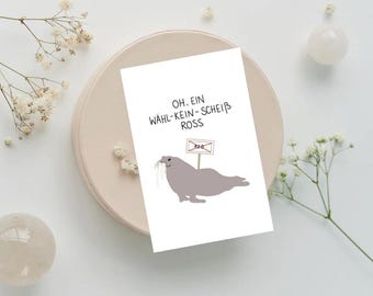 fck afd sticker pun, walrus, procreate illustration, election anti afd sticker, creative anti afd sticker, cute political sticker