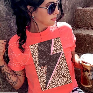 Vintage Distressed Retro Lightning Bolt Shirt, Lightning Bolt Shirt, Leopard Lightning Shirt, Cheetah Print Shirt, Lightning Strike Tee