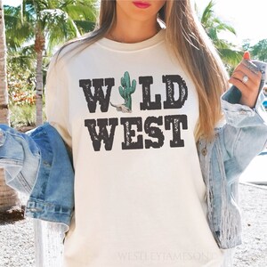 Wild West Shirt, Desert Cactus Silhouette Shirt, Cowgirl Shirt, Rodeo Shirt, Western Graphic Tee, Desert Life Landscape Western Tee