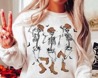 Funny Halloween Pumpkin Dancing Skeleton Sweatshirt, Halloween Sweatshirt, Halloween Gift Shirt, Halloween Party Costume, Fall Sweater