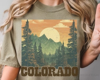 Colorado Tee, Colorado Mountains Shirt, Colorado Graphic Tee, Rocky Mountains, Colorado, Comfort Colors, Boho Tee, Vintage Inspired Tshirt