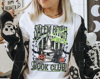 Salem Book Club Shirt, Funny Bookish Halloween, Spooky Book Lover Shirt, Salem Witches, Spooky Season Ghost Skeleton Shirt Thriller Reader