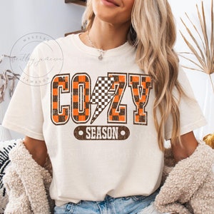 Comfort Colors Cozy Season TShirt, Retro Fall Shirt, Cozy Autumn Tee, Women's Fall Shirt, Fall Graphic Tee, Sweater Weather, Fall Gifts