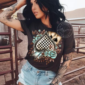 Texas Hold&#39;em Spades Rodeo Shirt, Vintage Concho Western Shirt, Country Music Outfit, Comfort Colors TShirt, Cowgirl Gift, Country Concert