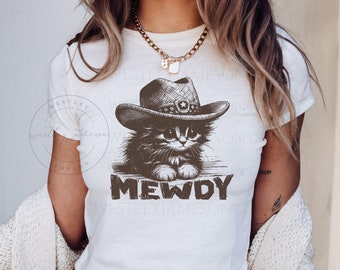 Vintage Mewdy Baby Kitten Western Cowboy Cat Y2k Baby Tee Y2k Shirt Trendy Baby Tee Howdy Baby Tee 90s Baby Tee Shirt Aesthetic Tee