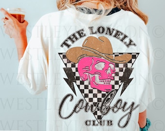 Retro Cowboy TShirt, Vintage Inspired Shirt, Cowboy Club, Western Tee, Cowboy Skull Tee, Western Graphic Tee, Comfort Colors, Cowgirl Shirt