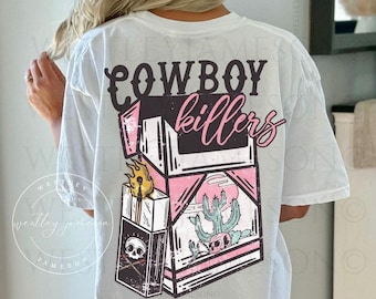 Vintage Inspired Shirt, Cowboy Killer, Western Tee, Cowboy Skull Tee, Western Graphic Tee, Comfort Colors, Cowgirl Shirt, Retro Cowboy Tee