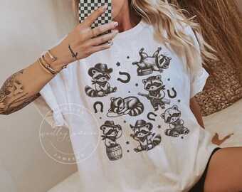 Western Raccoon Shirt, Vintage Cowboy Racoon Graphic Tee, Cute Western Trash Panda Comfort Colors Tshirt, Funny Raccoon Meme T-Shirt