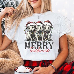 Comfort Colors Merry Trashmas Possum TShirt, Christmas Possum Shirt, Woodland Animals Nature Lover Crewneck, Humorous Trash Possum Shirts