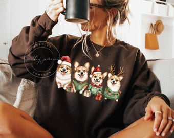 Corgi Christmas Sweatshirt, Holiday Dog Lover Sweater, Cute Corgi Mom Sweatshirt, Christmas Gift for Dog Lovers, Christmas Corgi Gifts