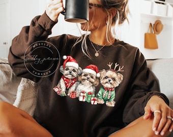 Shih Tzu Christmas Sweatshirt, Shih Tzu Christmas, Shih Tzu Dog, Shih Tzu Mom, Shih Tzu Gifts, Dog Mom Crewneck, Shih Tzu, Shih Tzu Mom Dad