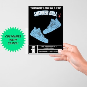 Sneaker Ball Party Invitation Customizable and Editable Digital Invite Instant Download Blue