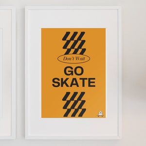 Skateboard Print | Skateboarding Art Poster | Go Skate Ghost | Wall Art Prints | Home Decor A3
