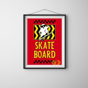Skateboard Print | Skateboarding Art Poster | Skateboard Ghost Art | Wall Art Prints | Home Decor A3