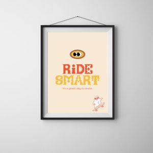 Skateboard Print | Skateboarding Art Poster | A Great Day to Skate | Wall Art Prints | Home Decor A3