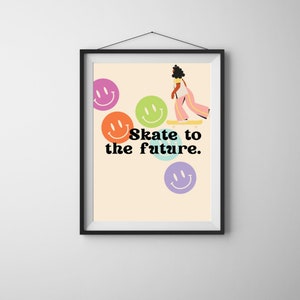 Skateboard Print | Skateboarding Art Poster | Go Skate Girls | Wall Art Prints | Home Decor A3