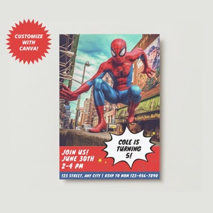Editable Spiderman Birthday Invitation | Spiderman Party Digital Invitation | Spiderman Birthday | Editable With Canva | Instant Download