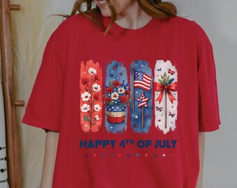 4th of July T-shirt: Watercolor American Flag, Patriotic Tee