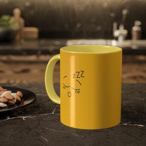 Sleepy Emoji Mug: Cheery Yellow Coffee Cup (11oz)