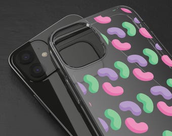 Clear Phone Case | Colorful Bean Pattern, Playful Design, Protective Cover