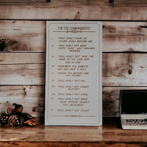 Ten Commandments Art: Engraved Wood Christian Decor