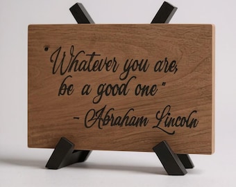 Custom Engraved Quote Sign, Personalized Hardwood Desk Plaque, Inspirational Scripture Wood Sign, Office Decor, Gift for Her/Him