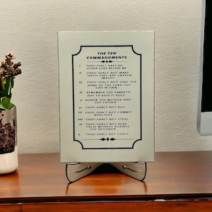 10 Commandments Engraved Wood Plaque: Christian Religious Decor