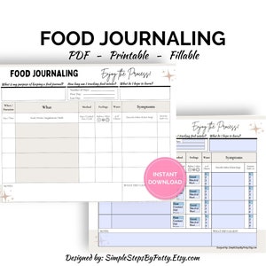 Editable Daily Food Journal | Meal Tracker | Daily Food Planner | Weekly Food Diary | Healthy Mindful Eating | Weight Loss | Symptom Tracker