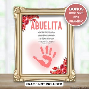 Regalo del Día de la Madre con huella de mano, recuerdo / Paquete de arte con huella de mano del Día de la Madre / Recuerdo para la abuela / Arte con huella de mano de Gracias Abuelita