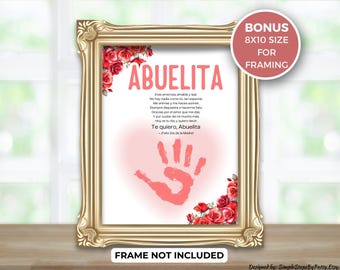 Abuela Mother&#39;s Day Gift Handprint Keepsake | Dia de la Madre Handprint Art Bundle | Keepsake for Abuela | Gracias Abuelita Handprint Art