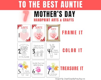 Auntie Mother's Day Kid Handprint Art Bundle: Keepsake Gift (PDF)