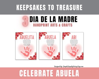 Handprint for Abuelita on Mother&#39;s Day Gift Keepsake, Dia de la Madre Handprint Art Bundle, Keepsake for Abuela, Gracias Abuelita Handprint