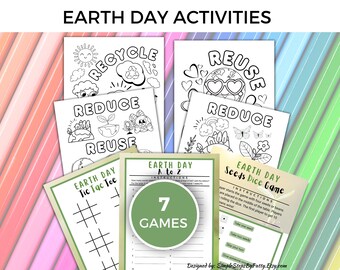 Earth Day Activities Games: Coloring Pages & Games Bundle (Printable PDF)