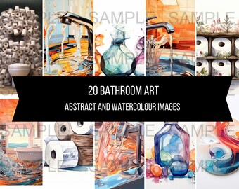 20 badkamer kunstafbeeldingen kleurrijke abstracte illustraties kunst instant digitale download artwork clipart afbeeldingen