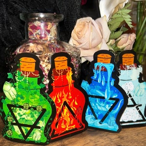 Earth,Fire,Water,Air STICKERS ~Jars~Witchy~decal ELEMENTS