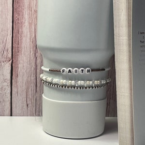 Cup Bracelets  / Stanley Cup Bracelets / “Faith” Tumbler Accessories / Tumbler Bracelets / Stanley Bracelet Stack