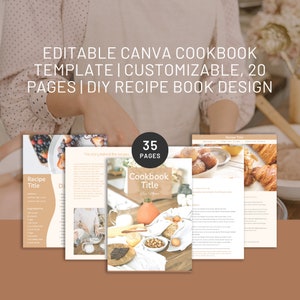 Editable Canva Cookbook Template | Customizable, 20 Pages | DIY Recipe Book Design