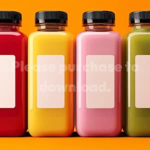Colorful Juice Bottle Mockup - Blank Label Smoothie and Cold Pressed Juice Bottles for Branding and Packaging Design
