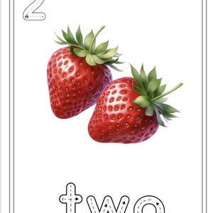 Puede incluir: Una hoja de trabajo imprimible para aprender el n&uacute;mero dos. La hoja de trabajo presenta una actividad de trazado para el n&uacute;mero dos, dos fresas rojas y la palabra "dos" con l&iacute;neas de trazado.