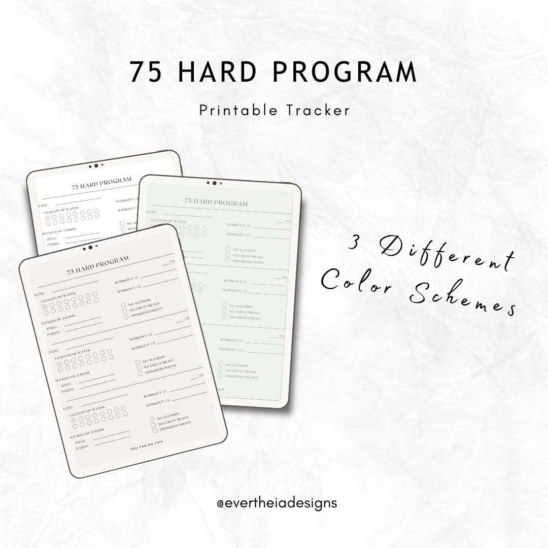 75 Hard Program Printable Tracking Sheet - Etsy