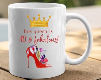 40th Birthday Mug, Happy Fortieth Coffee Cup for Wife or Friend, Gift for Her Birth Day, Bff Aged to Perfection