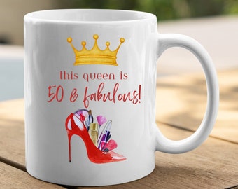 50th Birthday Mug, Gay Fiftieth Coffee Cup, Unique Gift for LGBTQ Birthday, Drag Queen Happy Birth Day, Queer 50th Bday, Aged to Perfection
