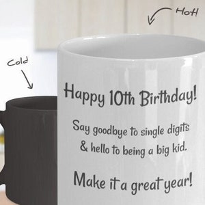 10th Birthday Gift, Color Changing Mug, Unique Gift for Ten Year Old, 10th Birthday for Girl, 10th Birthday for Boy, Mug Changes Color