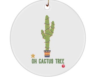 Cactus Christmas Ornament, Oh Christmas Tree,  Saguaro Cactus Lover, Desert Dweller, Gift Box Included, Holiday Decoration, Succulent Lover