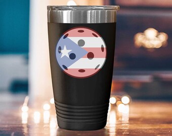 Puerto Rico Pickleball Tumbler, Boricua Pickleball, Gift for Puerto Rican Pickleball Player, Pickler Insulated Cup, Boricua Dinker, PR Pride